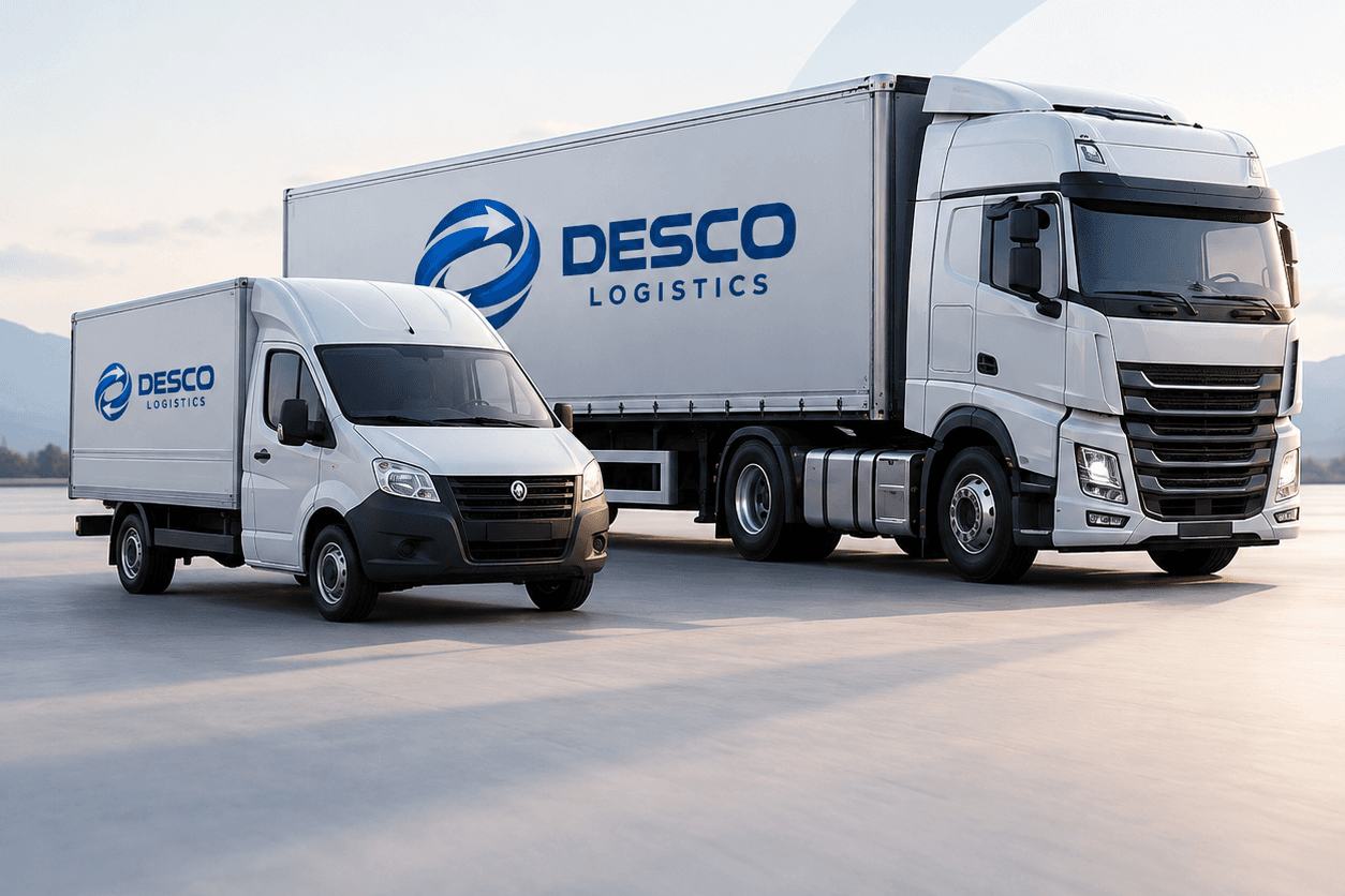 Седельный тягач и фургон с брендингом DESCO LOGISTICS
